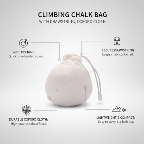 Rock Climbing Chalk Bag with Drawstring Closure, Durable Oxford Cloth Bouldering Pouch for Gym & Outdoor Training