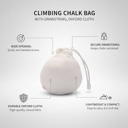Climbing Chalk Bag with Drawstring Closure, Durable Oxford Cloth Bouldering Pouch for Rock Climbing & Gym Training
