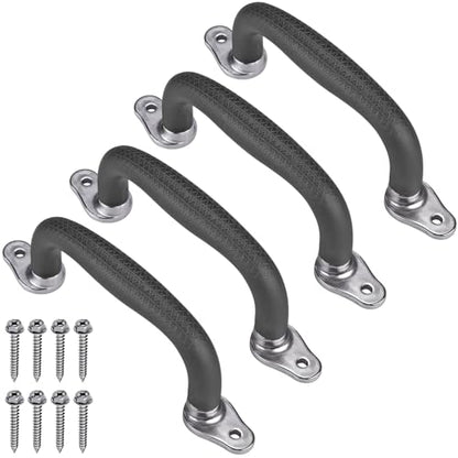 SELEWARE 4Pcs Black Playground Safety Handles Kids Playground Grab Handles | Non-Slip Durable Indoor Outdoor Playset Hand Grips for Playhouse, Treehouse, Climbing Frame, Jungle Gym, Swing Set - color: Black (4 Pack)