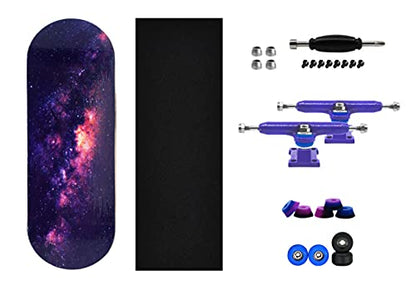Teak Tuning 34mm Pro Fingerboard Heat Transfer Graphic Complete - Fully Assembled with Pro Level Parts - Pro Shaped Wood Deck (34x97mm), UltraSpin Wheels, Prodigy Trucks - Galaxy - color: Galaxy
