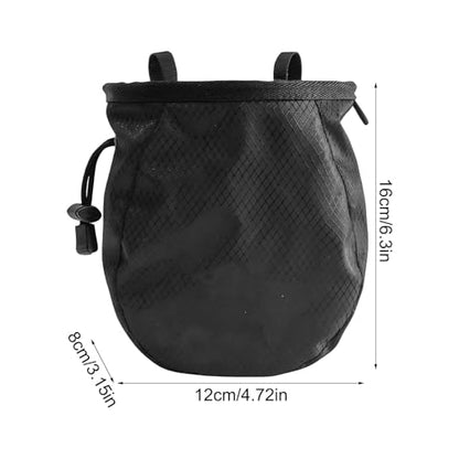 Climbing Chalk Bag Adjustable Waterproof Pouch | Drawstring Chalk Belt Pouch for Outdoor Weight Lifting Training Mountaineering Climber Athlete Instructor - color: Black