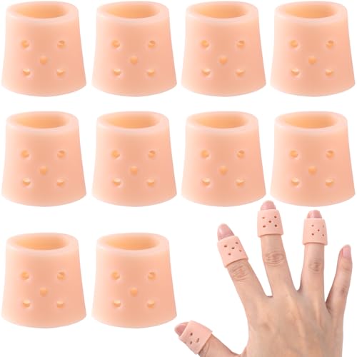 PAGOW 10pcs Finger Covers for Skin Picking, Reusable Silicone Stop Nail Biting Finger Guard, Breathable Anti Skin Picking Finger Gloves for Nail Prevention, Cuticle Protection, Cracked-Skin Color - size: style2,skin color,10pcs