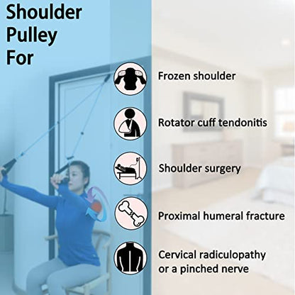 Shoulder Pulley Over The Door Physical Therapy System, Exercise Pulley for Physical Therapy, Alleviate Shoulder Pain and Facilitate Recovery from Surgery - color: Blue