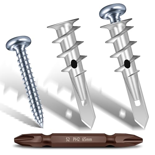 Mywish #8 Self Drilling Drywall Anchors and Screws Kit, Metal Drywall Anchors with Screws, 25PCS Wall Anchors and 25PCS Screws for Drywall, 75LB Wall Hanging Kit - size: Single-point