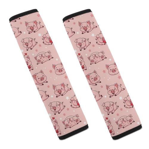 2 Pack Cute Funny Pigs Pink Car Seat Belt Pad Universal Soft and Comfortable Harness Pads Strap for Adult Use, Most Cars, Easy Install (No Tool) - color: Pattern 1084