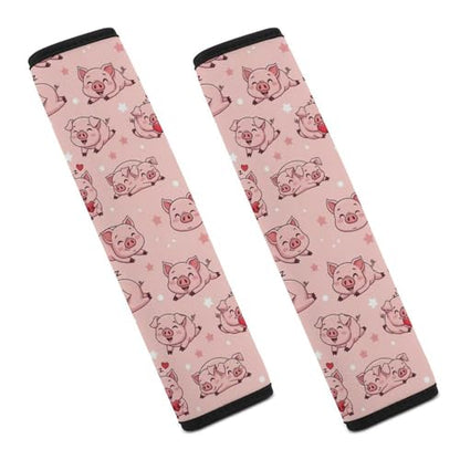 2 Pack Cute Funny Pigs Pink Car Seat Belt Pad Universal Soft and Comfortable Harness Pads Strap for Adult Use, Most Cars, Easy Install (No Tool) - color: Pattern 1084