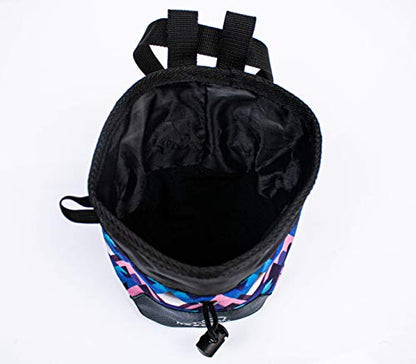 Rock Climbing Chalk Bag | Wide Opening & Fleece Lined | Removable Belt | Large Zippered Pocket | Brush Holder Loops | Bouldering, Gym, Crossfit - color: Moonrise Blue