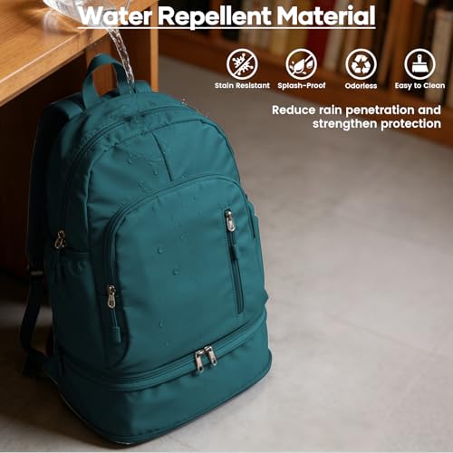 Gym Backpack for Women, Dance Volleyball Backpacks With Shoe Compartment | For Yoga Fitness Beach Hiking Sports - color: Peacock Blue