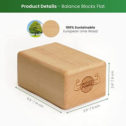 WOODPOWER BalanceBlocks - Handstand Blocks & Yoga Block in One - Bodyweight Training, Gymnastics, Acrobatics, Yoga, Yoga prop and accessory, Lightweight, Good for Travel, Premium European Quality (Pack of 2) - size: Flat Edition