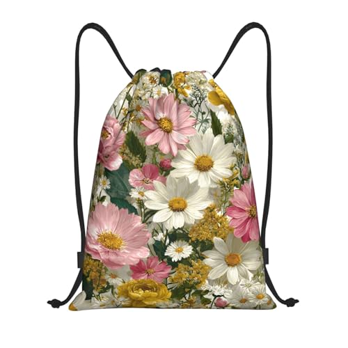 Drawstring Sports Backpacks - Lightweight Swim Gym Bags for Women Men String Sackpack for Beach Travel Yoga(Small, Daisy Rose Flower) - color: Daisy Rose Flower, size: Small