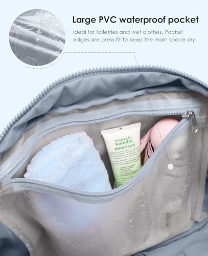 Gym Bag for Women, Travel Duffle Bags with Wet Pocket, Lightweight Carry on Bag Overnight Weekender Duffel Bag, Water Resistant (Haze Blue) - color: Haze Blue
