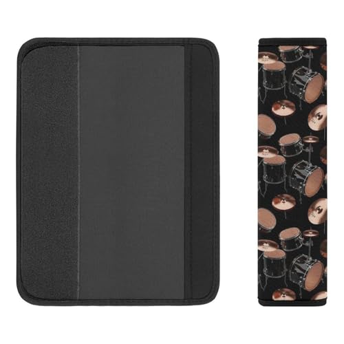 Universal Soft and Comfortable Drum Kit Classical Music Musical Instrument Print Seat Belt Shoulder Pad for Kids, Most Cars, 1 Pair Seat Belt Covers Cushion Anti-Slip Pad - color: Pattern 946