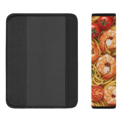 1 Pair Universal Soft and Comfortable Seat Belt Shoulder Pad for Kids, Stroller Pushchair High Chair, Seafood Shrimps Pastas Tomato Spaghetti Shoulder Protector, Anti-Slip Pad - color: Pattern 1053