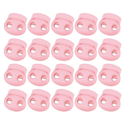 uxcell Plastic Spring Cord Locks, 20Pcs Shoe Lace Tie Lock, Double-Hole Slider Toggles Clip End Stopper Fastener for Drawstrings Paracord (Light Pink) - color: Light Pink