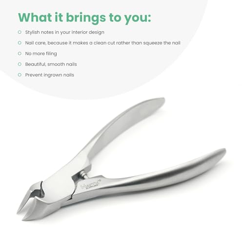 Harry’s Supplies Professional Podiatrist Nail Cutter – Heavy Duty Stainless Steel Toenail & Fingernail Clipper for Thick Nails – Sharp Precision Blade with Ergonomic Grip & Premium Leather Pouch