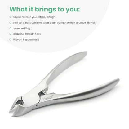 Harry’s Supplies Professional Podiatrist Nail Cutter – Heavy Duty Stainless Steel Toenail & Fingernail Clipper for Thick Nails – Sharp Precision Blade with Ergonomic Grip & Premium Leather Pouch