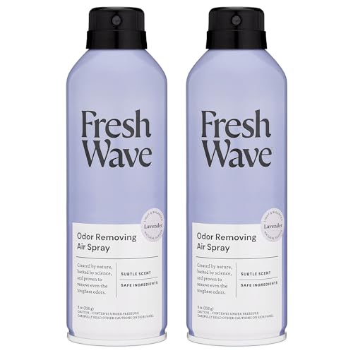 Fresh Wave Lavender Air Freshener Spray, 8 oz, 2-Pack Room Odor Eliminator | Non-aerosol fine mist, Plant oil formula, Paraben- and phthalate-free, Bathroom and pet area safe, Fabric and furniture use - size: 8 Ounce (Pack of 2)