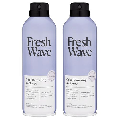 Fresh Wave Lavender Air Freshener Spray, 8 oz, 2-Pack Room Odor Eliminator | Non-aerosol fine mist, Plant oil formula, Paraben- and phthalate-free, Bathroom and pet area safe, Fabric and furniture use - size: 8 Ounce (Pack of 2)