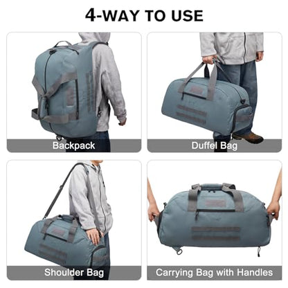 G4Free 70L Large Tactical Duffle Bag Men Sports Gym Backpack | with Shoes Compartment Military MOLLE Duffel Backpack, Grey - color: Grey