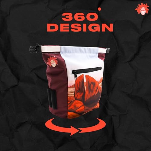 Chalk Bucket for Outdoor Bouldering and Gym Rock Climbing | Cool Nature National Park Colorful Design Patterns | Durable Hook and Loop Closure and Zippered Pockets