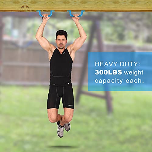 SELEWARE Blue Playground Safety Handles 2Pcs Kids Playground Grab Handles | Non-Slip Durable Plastic Handle Indoor Outdoor Playset Handle for Playhouse, Treehouse, Climbing Frame, Jungle Gym, Swing Set - color: Blue (2 Pack)