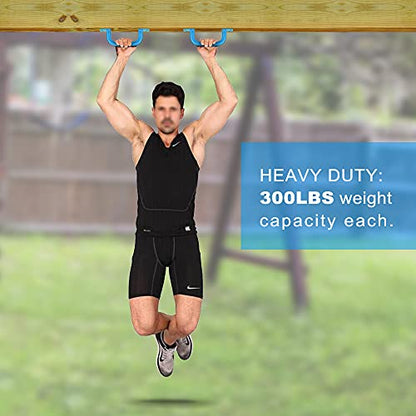 Dolibest 2-Pack Safety Handles for Swing Sets & Playsets - Monkey Bars with Anti-Skid Grip & Finger Indentations, Plastic Grab Handles, Easy Mounting for Climbing Frames, Playhouses, Treehouses - color: Blue-2pcs