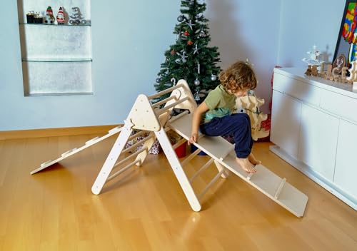 Montessori Wooden Climbing Triangle for Kids | Foldable Indoor Climbing Frame for Children & Toddlers | Wooden Playground Equipment (Large) - style: Large