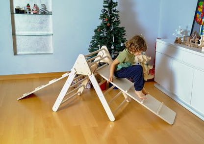 Montessori Wooden Climbing Triangle for Kids | Foldable Indoor Climbing Frame for Children & Toddlers | Wooden Playground Equipment (Large) - style: Large