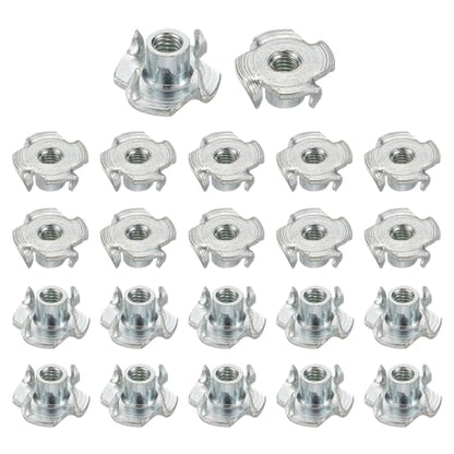 HARFINGTON M4x6.7mm T-Nuts 4 Pronged Tee Nut 0.57" x 0.26" Fully Thread Carbon Steel Inserts for Wood, Rock Climbing Holds, Cabinetry, Furniture 100pcs - size: M4x6.7mm, 14.5mm
