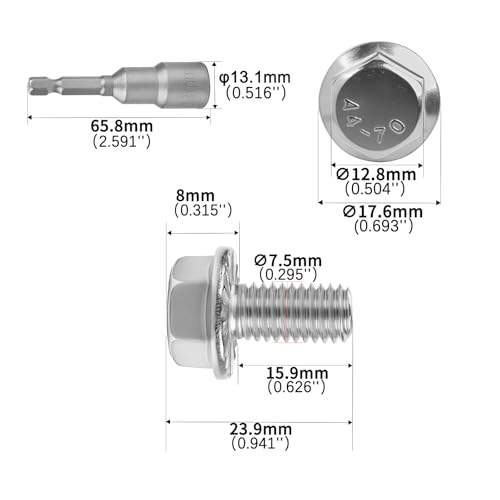 M8x16mm Serrated Flanged Hex Head Screws Bolts 25pcs HS/JXLS-10 | 304 Stainless Steel, External Hex Machine Screws, Equipped with Hex Sleeve, for Construction, for Automotive, for Industrial - size: M8x16mm