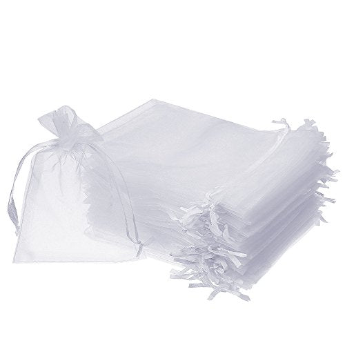Boshen 100/200PCS Organza Gift Candy Sheer Bags Mesh Jewelry Pouches Drawstring Bulk for Wedding Party Favors Christmas 3"x4" 4" X 6" 5"x7" (3" X 4"(100PCS), White) - color: White-3" X 4"(100PCS)
