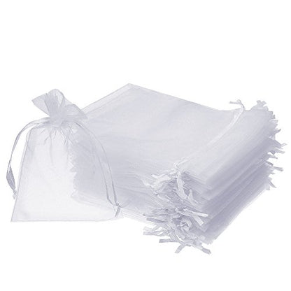 Boshen 100/200PCS Organza Gift Candy Sheer Bags Mesh Jewelry Pouches Drawstring Bulk for Wedding Party Favors Christmas 3"x4" 4" X 6" 5"x7" (3" X 4"(100PCS), White) - color: White-3" X 4"(100PCS)