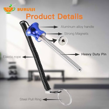 Universal Magnetic Weight Stack Pin with Pull Rope - Gym Pin for Weight Stack Machines | Commercial & Home Gym Accessories | Replacement Weight Pins for Strength Training Equipment - color: Blue
