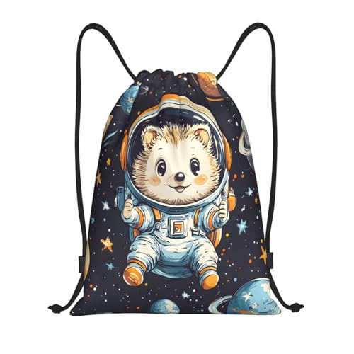 Drawstring Sports Backpacks - Lightweight Swim Gym Bags for Women Men String Sackpack for Beach Travel Yoga(Small, Astronaut Hedgehog) - color: Astronaut Hedgehog, size: Small