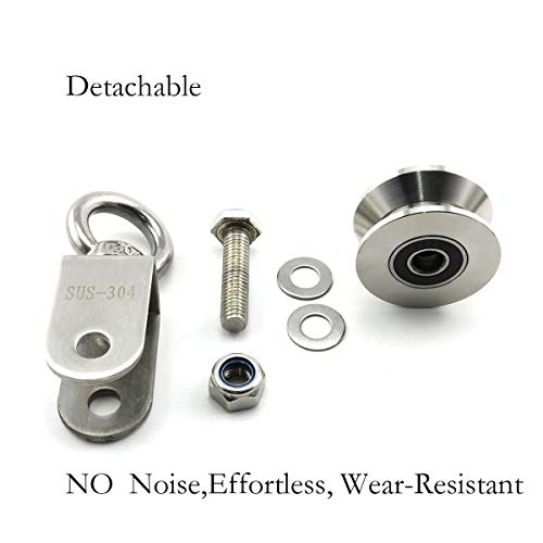 Heyous 1-Pack V Type Swivel Pulley 304 Stainless Steel Duplex Bearing Super-Silent Detachable 360 Degree Rotation Heavy Duty Traction Wheel - style: V Type Slot