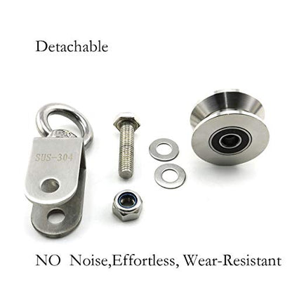 Heyous 1-Pack V Type Swivel Pulley 304 Stainless Steel Duplex Bearing Super-Silent Detachable 360 Degree Rotation Heavy Duty Traction Wheel - style: V Type Slot