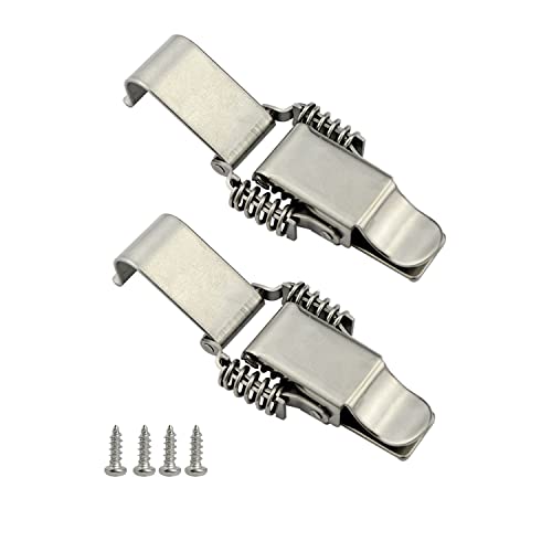 NRC&XRC Stainless Steel All in one Double Spring Locking Latch hasps Chest Toggle Catch Clasp Furniture Hardware Accessories w/Screws (2, L), DK 7789L-2 - size: Large