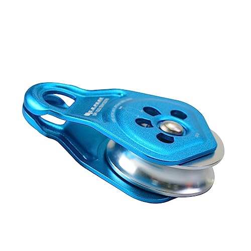 30kN Upgraded Rescue Single Pulley Sheave with Swing Plate,CE High Strength Pulley for Backyard Zipline, Climbing, Rock Rescue Lifting, Hauling, Fit Rope up to 13 mm/Holds Up to 6750lbs,Blue - color: Blue