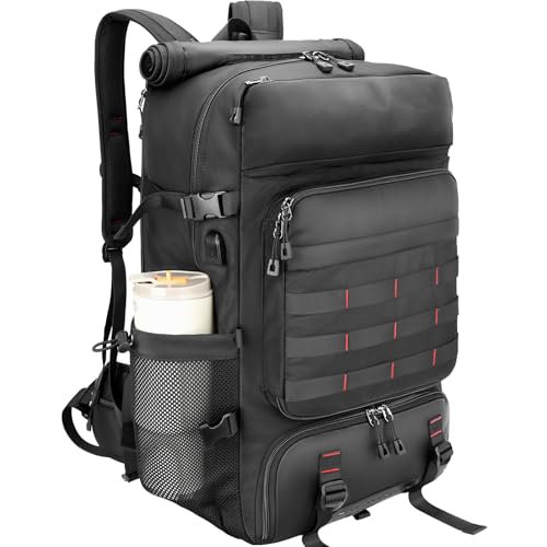 SWICKY Carry On Travel Backpack for Men, Flight Approved 50L Convertible Backpack Duffel Bag with Shoe Compartment & Wet Pocket, Expandable 17.3 Inch Laptop Backpack for Weekender Travel Gym Camping - color: Black 02(50l)