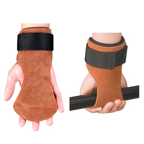 Weight Lifting Straps For Gym, Padded Wrist Straps For Weightlifting Deadlift Barbell Row Pull-up, Workout Straps Hand Lifting Grips for Men Women Hand Protection Microfiber Leather - color: Brown