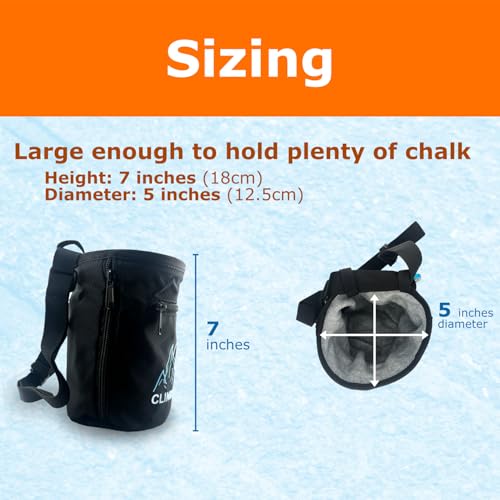 Chalk Bag + Ball for Rock Climbing, Bouldering, Top Rope | Climb On - style: Chalk Bag (Orange)
