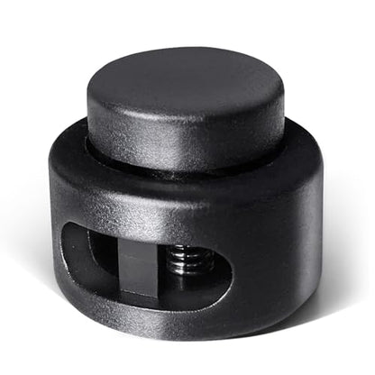AQRINGO Plastic Cord Locks Double Hole Spring Toggle Stopper for Shoelaces, Drawstrings, Paracord, Bags, Clothing, Black