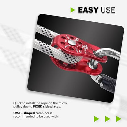 Fixed Micro Pulley 27kN CE UIAA Certified Slack Tender for Hitch Tending - color: Pack of 2