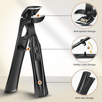 Nail Clippers for Thick Nails for Seniors, 2026 Large Angled Toenail Clippers for Thick Toenails with Wide Opening, Heavy Duty Nail Cutter Long Handle Fingernail Clipper Gifts for Men Women Adults - style: Black Angled Head Nail Clippers