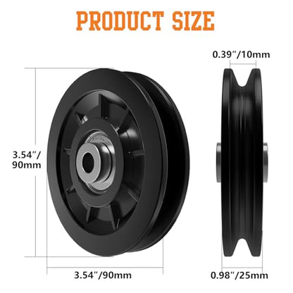 90mm/3.5" Nylon Bearing Gym Pulley Wheel, Universal Exercise Replacement Pulleys for Home Gym Equipment Parts, Cable Machine Accessories, Garage Door Pulley System - color: Black-12pcs