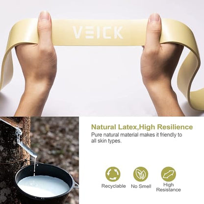 VEICK Pull Up Assist Resistance Bands for Home Gym | 100% Natural Latex, Non Slip Leather Texture, Space Saving, Versatile for Full Body Training, Home Gym - color: Green Set of 5 + Handles