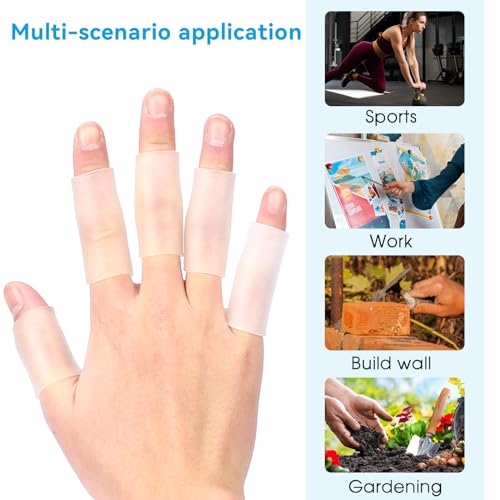 salbsever 20 Pcs Finger Sleeves Protectors Silicone Finger Sleeve Gel Finger Sleeve Protectors Finger Covers Cushions and Protects Rubber Finger Shields Provide Relief forCracked Finger - color: Transparent
