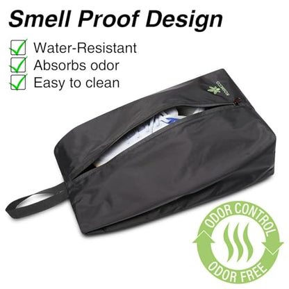 KOSMCCO 2 Pack Smell Proof Cleat Bags, Odor Resistant Shoe Bags | Carbon Lining, Athletic Shoe Bag for Soccer Cleats Golf and Gym Shoes, Water Resistant, Easy to Clean - size: 2Pcs