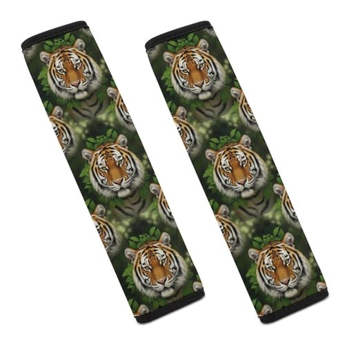 2PCS Animal Tigers Car Seat Belt Pad Universal Fit Seat Belt Covers Cushion for Kids, Car Seats Pushchair Strollers High Chair Pushchair, Easy Install (No Tool) - color: Pattern 741