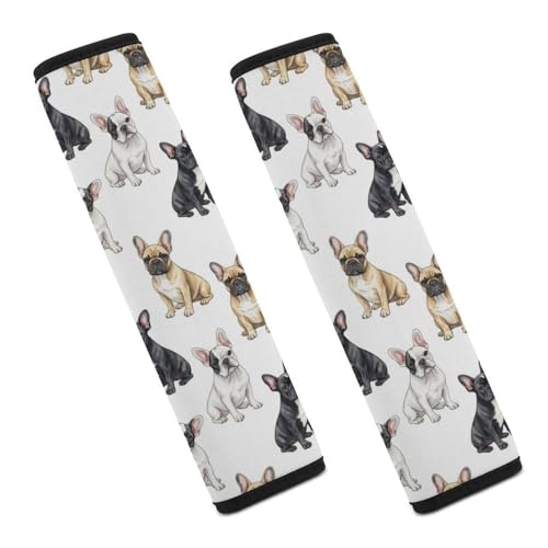 Universal Soft and Comfortable French Bulldog Dog Seat Belt Shoulder Pad for Girls and Boys, Most Cars, 2 Pack Seat Belt Covers Cushion Shock Absorption - color: Pattern 1269